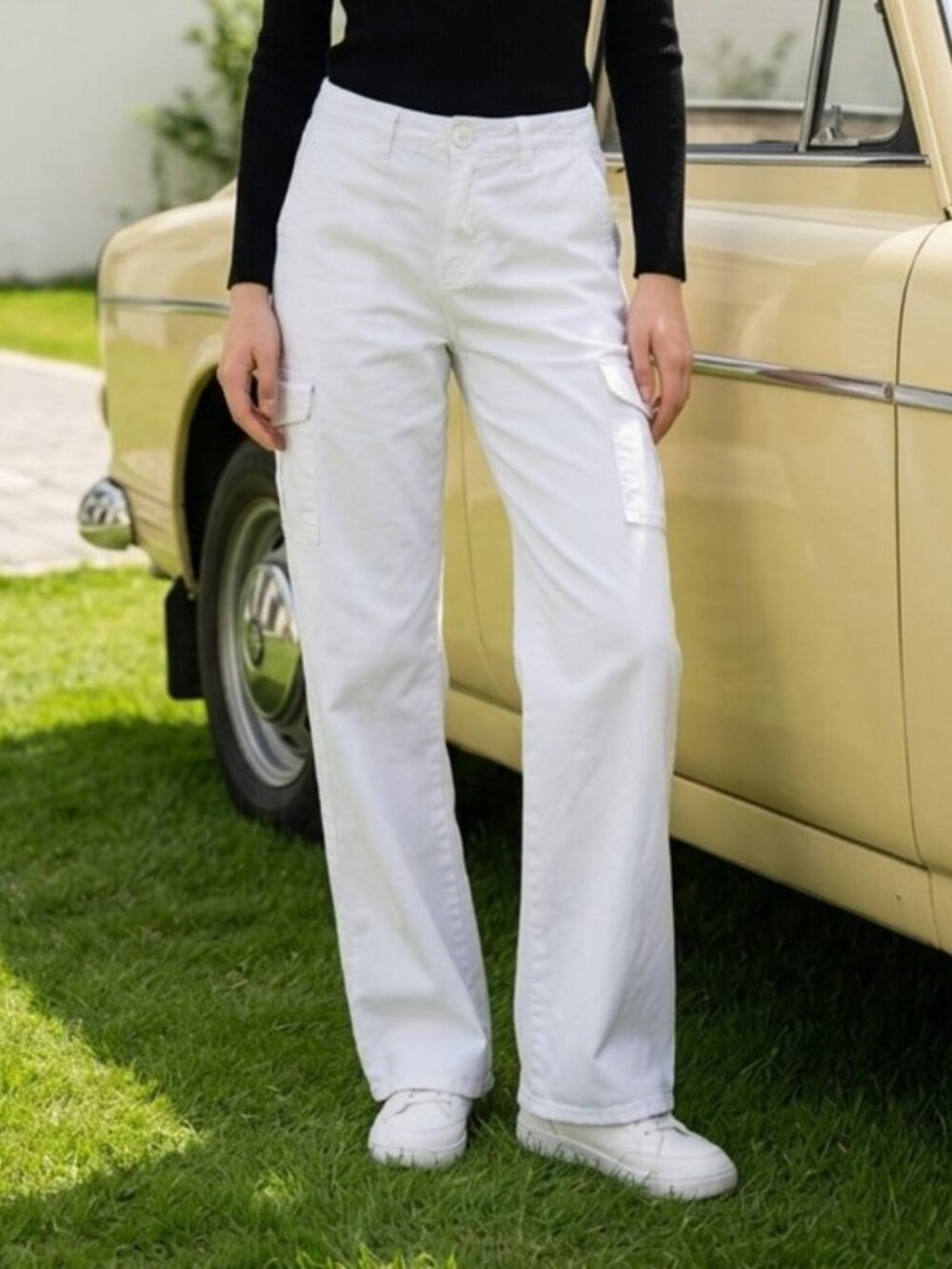 L'Agence SZ 29 White Straight Leg Cargo Pants Stretch Utility Gorpcore